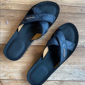 Coach, adorable! black, ladies flip flop, sz 8b